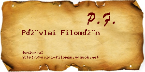 Pávlai Filomén névjegykártya